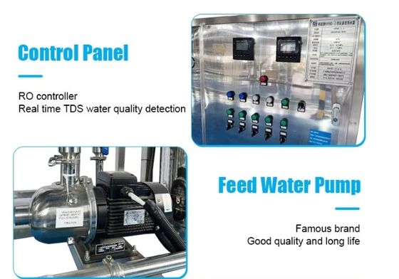 Aanpasbare 250L/H 3xSS304 Tanks Brackish Water Omgekeerde Osmose Water Plant