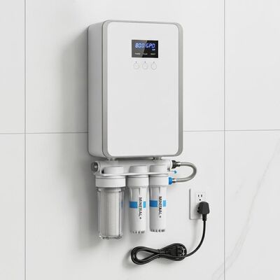 Compact omgekeerd osmose waterzuiveringssysteem 800 GPD Alkalijn Mineraal Filter Wandmontage 110V 60Hz