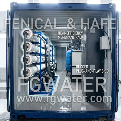 100 TPD Solar Hybrid Containerized RO Pure Water Equipment in 40ft Unit voor zeewater ontzilting