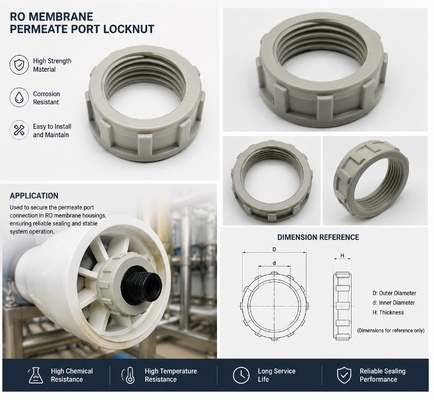 Hoge sterkte engineering Plastic RO Membrane Permeate Port Locknut met corrosiebestendigheid en lange levensduur voor omgekeerde osmose systemen