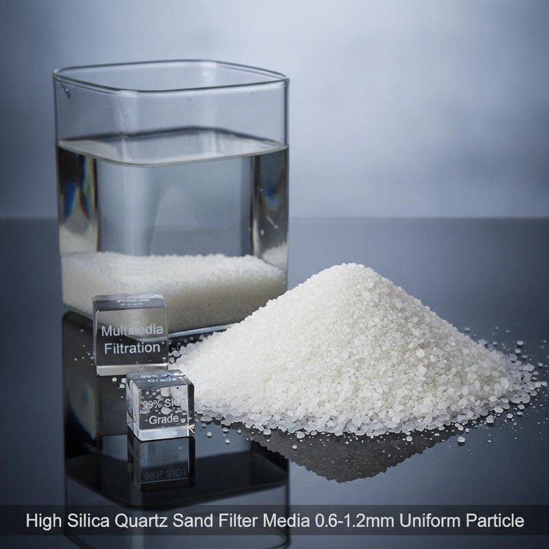 Hoog siliciumkwarts zandfilter medium 0,6-1,2 mm uniform deeltje 99% SiO2 kwaliteit voor multimediafiltratie