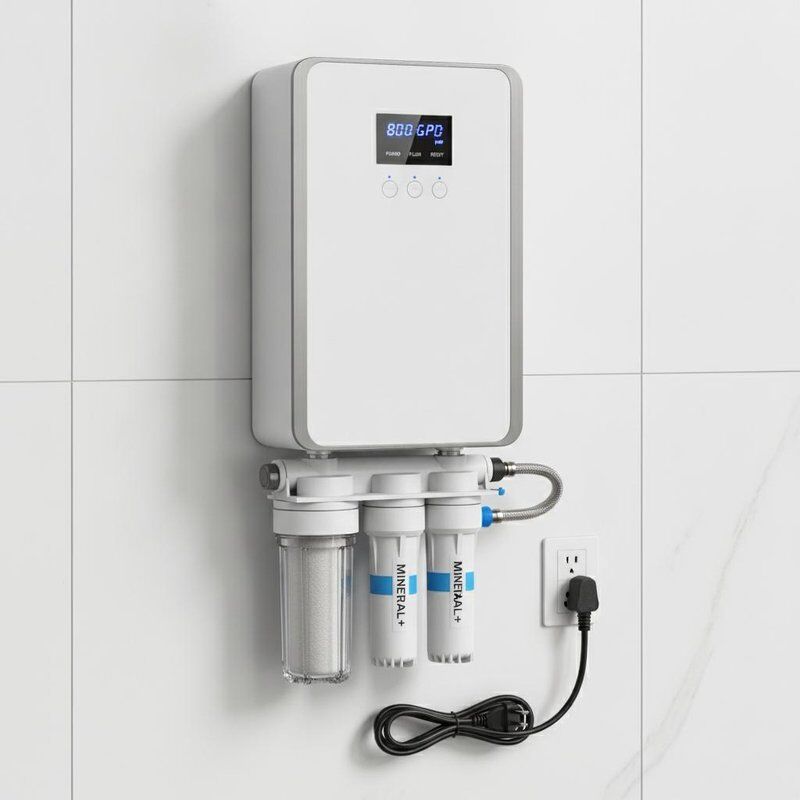 Compact omgekeerd osmose waterzuiveringssysteem 800 GPD Alkalijn Mineraal Filter Wandmontage 110V 60Hz